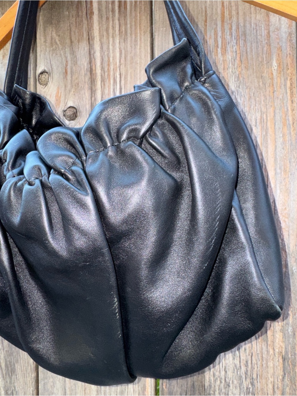 Loeffler Randall Alicia Gathered Baguette Bag in Black Sheepskin Leather - Picture 4 of 16